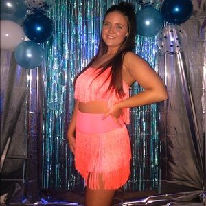 Two piece fringe skirt set